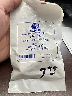 $10.99 • Buy Emp 5/16  Inline Fuel Filter 35-01227 Omc 0398327 18-7830 4-7830