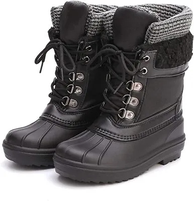 Kids Snow Boots Waterproof Boys Winter Boots Faux Fur Lined Girls Outdoor Shoes • $19.98