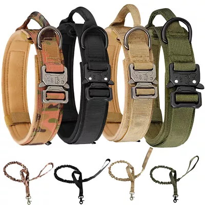 Tactical Military Dog Training Collar Adjustable Metal Buckle With Handle M L XL • $12.49