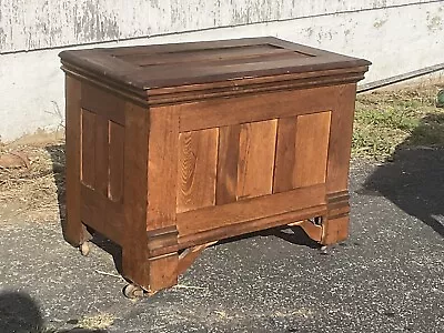 Antique Vintage Tiger Oak Paneled Small Chest Box Cabinet Lift Lid 1900s • $225