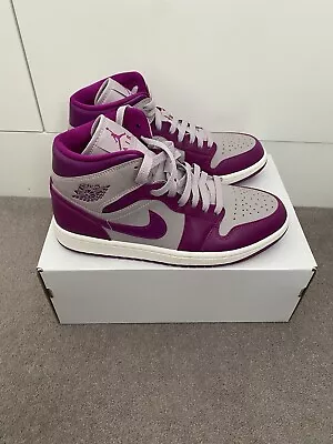 £110 • Buy Nike Air Jordan 1 Mid Trainers  | Amethyst Ash / Red Plum Sail | Size 7