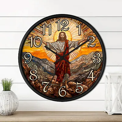 Christian #11 - 10  Wall Clock - Religious Prayer Jesus Mosaic Design Gift • $47