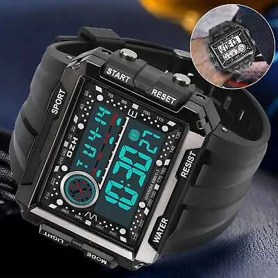 Fashion Men's Sports Waterproof Watch LED Large Digital Multifunction Wristwatch • $12.48
