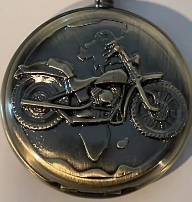 Retro Motorcycle Mens Biker Quartz Pendant Pocket Watch Grandpa's Twin V • $2.98