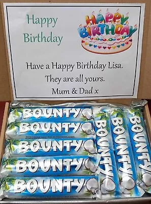 Personalised BOUNTY Chocolate Sweet Box Hamper Selection Birthday Christmas Gift • $11.82
