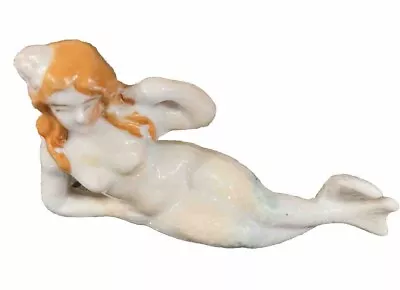 Vintage Bathing Beauty Mermaid 4 Inches Long Porcelain Figurine Bisque - Japan • $39