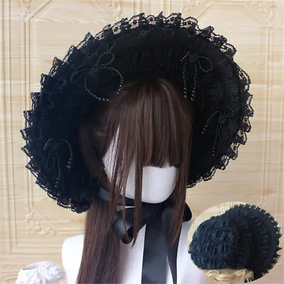 £29.63 • Buy Regency Lady Black Lace Poke Bonnet Victorian Women Gothic Lolita Bonnet Hat