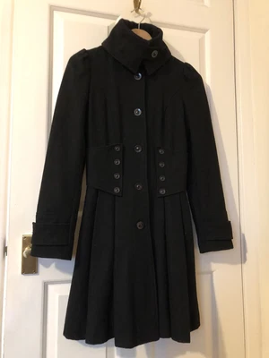 £75 • Buy TOPSHOP Ladies Size 6 Black Victorian/riding/ Corset Fit & Flare Winter Coat