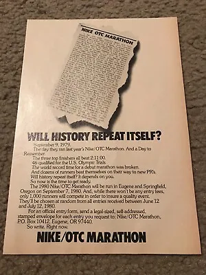 Vintage 1980 NIKE OTC MARATHON Poster Print Ad EUGENE OREGON RACE • $8.99