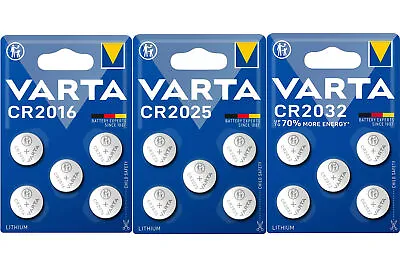 Varta CR2016 CR2025 CR2032 3v Coin Cell Lithium Batteries - Pack Of 5 • £5.98