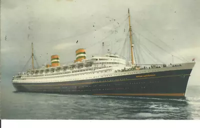 Vintage Postcard Holland America Line Well MS Nieuw Amsterdam Cruise Ship 1956 • $3.95