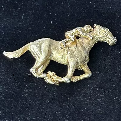 Signed Napier Vintage Jockey On Race Horse Gold Tone Brooch Pin 2-1/4  • £28.80