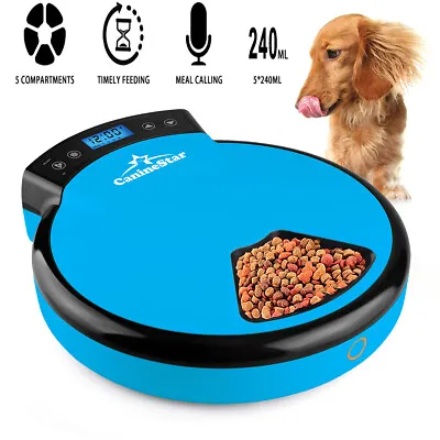 5 Meal Automatic Pet Feeder Digital Food Dispenser W Voice Recorder For Dog Cat • $39.99