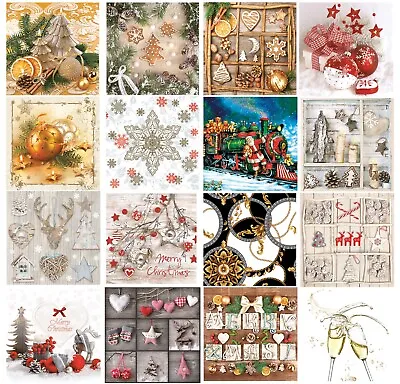 £4.49 • Buy LUXURY Napkins For Decoupage Christmas Decorations 33x33cm Paper 3PLY 20 Pack