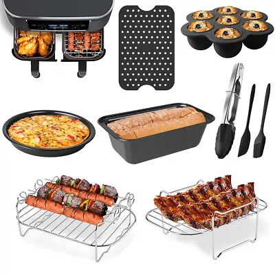 9Pcs Air Fryer Accessories Rack Skewer Toast Pan Pizza Pan 7 Grid Cake-*- • $44.39