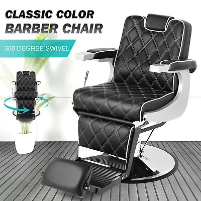 Vintage 360° All Purpose Hydraulic Barber Chair Heavy Duty Recline Salon Beauty • $395.99