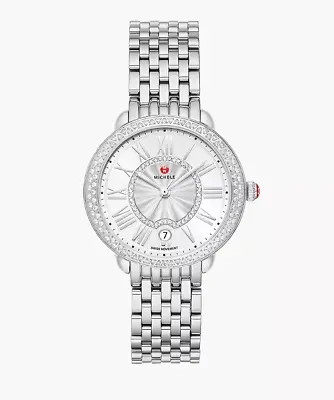 Michele Serein White Silver Dial Mid Stainless Steel Women's Watch MWW21B000143 • $2395