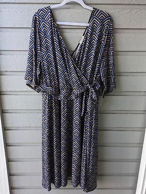 NWT KIYONNA Geometric Tie Front Dress Women's Plus 2X • $46.50