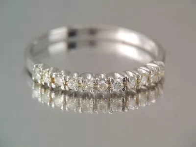 VINTAGE 14K WHITE GOLD DIAMOND ETERNITY STACKING BAND RING Sz 7 1/2 • $275