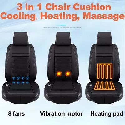 Massage 3 In1 Car Seat Cushion Cooling Warm Heated Chair Cover W/ 8 Fan 12V USA • $44.99