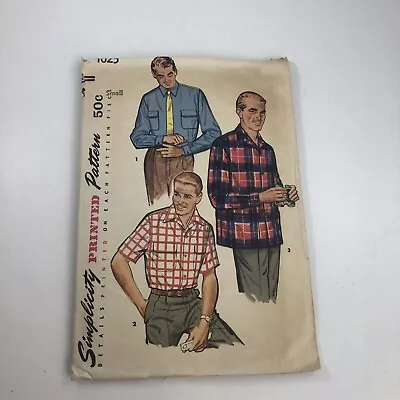 VTG Simplicity Printed Pattern #1025 Men's Sport Shirt SZ SMALL 34-36 Chest • $9.99