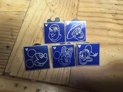 Disney Pin - Set Of 5 Blue Ghost Image Faces • $45