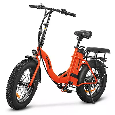 7 Speed 20'' Electric Bicycle 750W Fat Tire Snow Beach City Folding EBike Orange • $721.99