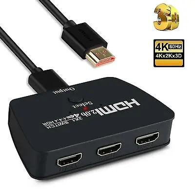 3 Way HDMI 2.0 Switch Splitter 3 Port IN 1 OUT Ultra HD 4K 60Hz UHD HDR HDCP 2.2 • $16.95