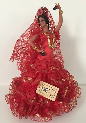 Vintage Marin Chiciana Spanish Flamenco Dancer Doll With Red Dress Castanets • $14.99