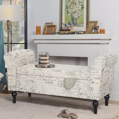 £85.95 • Buy Fabric Padded Ottoman Window Seat Bed End Storage Bench Stool Sofa Chaise Lounge