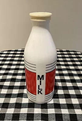 Vintage Retro Kitsch Egizia Italy White Glass Milk Bottle • $45