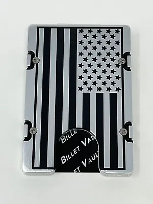 Large American FlagBillet Vault Aluminum Wallet RFID Protection Silver Anodized • $48.99
