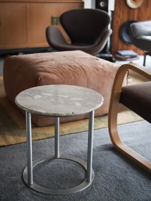 $225 • Buy Beautiful Polished Travertine Side Table Modern Contermporary Design MCM