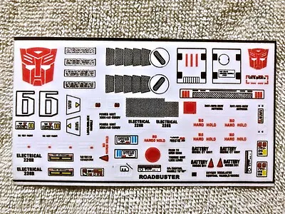 Transformers G1 Roadbuster Stickers Mint Autobot Car Toy Robot Decals Labels • $14.99