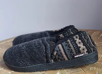 MUK LUKS Christopher Slippers Ebony/Dark Grey Men's Size L 12-13 • $26