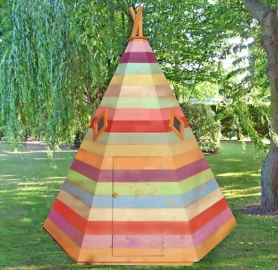 Childrens Wooden Wigwam Garden Playhouse Kids Tipi Wendy House Teepee Den 7ft • £529.94