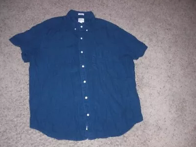 J. CREW Blue Pure Irish Linen Short Sleeve Button Front Shirt Men's XL • $9.66