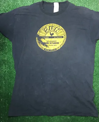 Vtg Sun Record Studio Graphic T Shirt Black Memphis Elvis Cash 90s Rock N Roll • $75