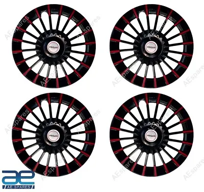 4 Pcs New Wheel Hub Caps Cover Plastic Black Red 13-14  For Cars Universal • $150.78
