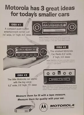 1974 Motorola Car Stereo Print Ad 8 Track Tape Player Am FM • $7.99