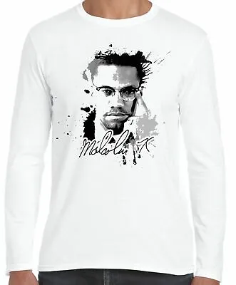 Malcolm X Grunge Design Long Sleeve T-Shirt - Black Pathers Civil Rights • $34