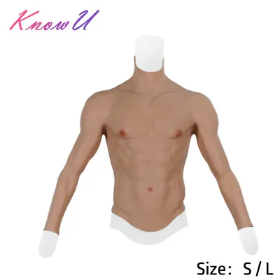 Silicone Muscle Suit With Arms Realistic Male Chest Abdominal Vest  For Cosplay • £147.63