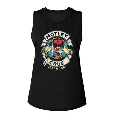 Motley Crue Cartoon Rocker Womens Tank Top Cigar Chains Heavy Metal Concert Tour • $26.50
