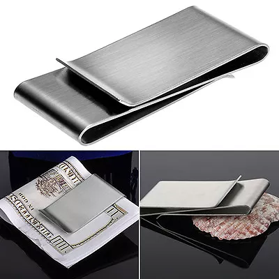 Stainless Steel Double Sided Money Clip Men's Wallet Credit Card Holder MC1L • $10.34