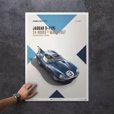 JAGUAR D TYPE BLUE - 24 HOURS LE MANS 1957 POSTER 50x70cm - OFFICIALLY LICENSED • £39.99