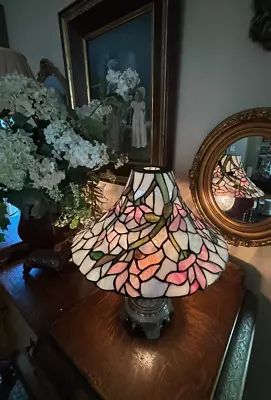 Vintage ~tiffany Style Stained Glass Floral Tulip Torchiere / Lamp Shade Only • $79.99