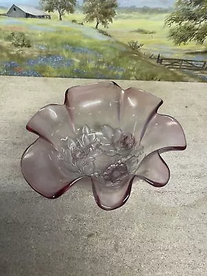 Mikasa Walther Crystal Bowl Rosella Pattern Pink Rose Flowers West Germany • $16