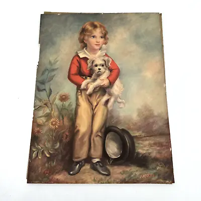 Vintage Print Master Simpson By A. W. Devis  Boy With Dog 9  X 12  Lithograph • $11