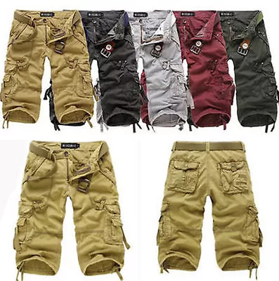 Mens New Military Casual Pants Baggy Shorts Pockets Cargo Short Capri Trousers  • $23.99