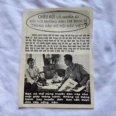Original Vietnam War Chieu Hoi Psy-Op Propaganda Leaflet • $65